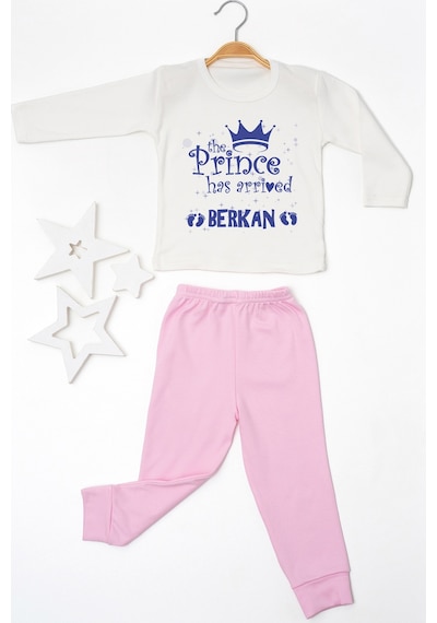 Pia Baby İsimli Erkek Çocuk Pijama Takımı %100 Pamuk Penye İsme Özel Baskılı Kişiselleştirilebilir Pijama Seti 20335p14pi Krem