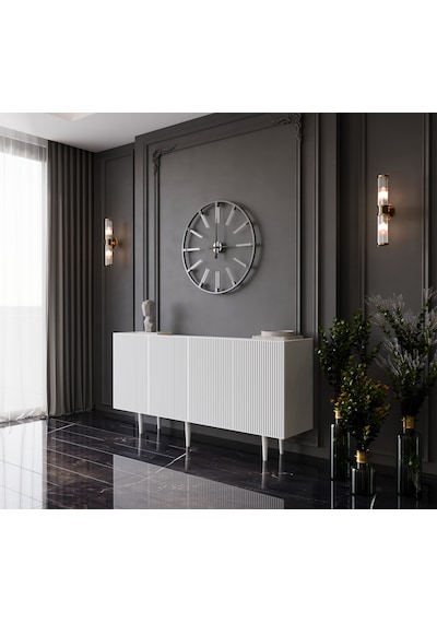 Enwood Capella Beyaz Mdf 4 Kapaklı Raflı 160 Lık Konsol