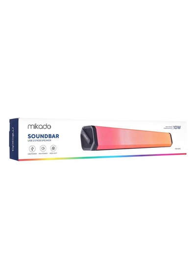 Mikado Md-s605 2x2 5wx2ch Rgb Ledli Oyuncu Siyah Usb Sound Bar Speaker Hoparlör 440x60x90mm