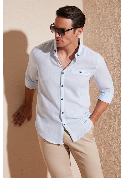 Buratti % 100 Pamuklu Slim Fit Uzun Kollu Erkek Gömlek Cf21S111498 Mavi Buratti % 100 Pamuklu Slim Fit Uzun Kollu Erkek Gömlek Cf21S111498 Mavi