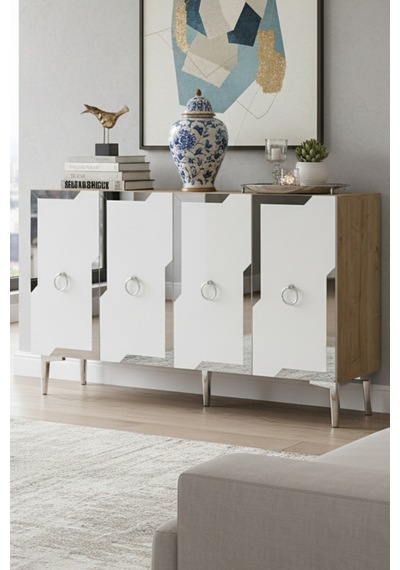 Ka1233dbs Seza120 Konsol, Kahve Köşesi Ve Tv Sehpası, Çok Amaçlı Dolap Safirmeşe - Beyaz - Sılver 120cm Ka1233dbs Seza120 Konsol, Kahve Köşesi Ve Tv Sehpası, Çok Amaçlı Dolap Safirmeşe - Beyaz - Sılver 120cm