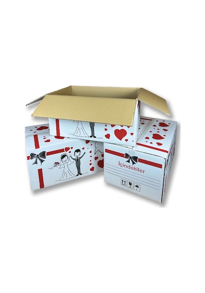 İsim Etiketiyle Beraber - 60x38x30 Sağlam İsim Kutucuklu Baskılı Gelin Çeyiz Kolisi Çift Oluklu 25 Adet Diğer
