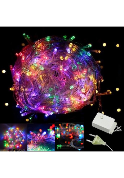 10 Metre 100 Led Rgb Işık Zinciri 8 Fonksiyonlu Dekoratif Led Lamba 10 Metre
