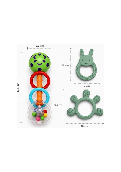 3lü Çıngıraklı Diş Kaşıyıcı Set Çok Renkli
