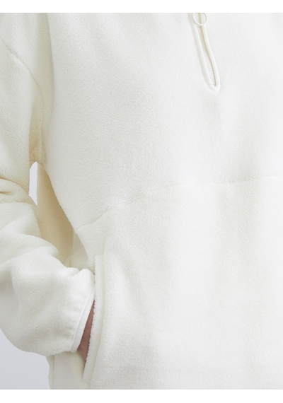 Lcw Modest Beyaz Dik Yaka Oversize Kadın Polar Sweatshirt