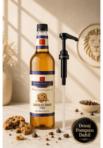 Simonelli Çikolatalı Kurabiye Chocolate Cookie Aromalı Kahve ve Kokteyl Şurubu 700  ML + Pompa