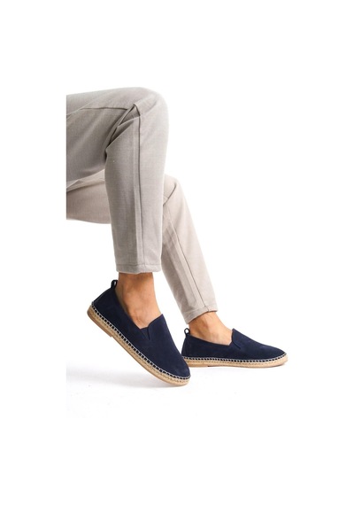 Mubiano Hakiki Deri Summer Erkek Jüt Taban Lacivert Süet Espadril & Loafer -mssr1120-lcv