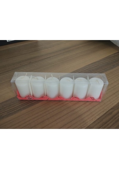 6'Lı Kokusuz Bozkurt Silindir Mum 3*6Cm Beyaz (352330318)