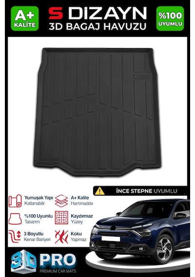 S-dizayn Citroen C4x İnce Stepne 3d Pro Bagaj Havuzu 2023 Üzeri A+ Kalite