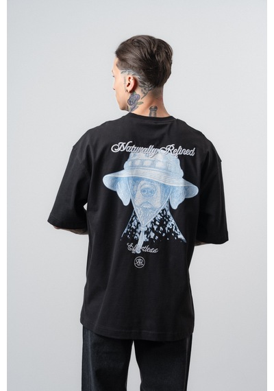 Respire Erkek Refined Baskılı Oversize T-shirt Siyah