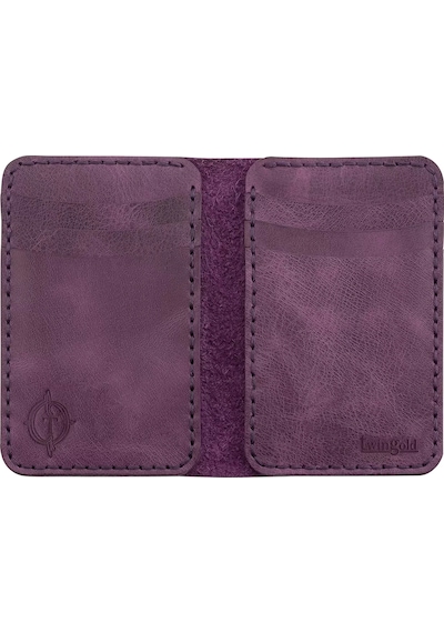 Twingold İsme Özel Dikey Mini Cüzdan - %100 Rainbow Deri - A010005 - Mor Mor