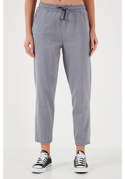 Lela Pamuklu Normal Bel Regular Fit Düz Paça Bayan Pantolon 668Yp42282S4 Gri
