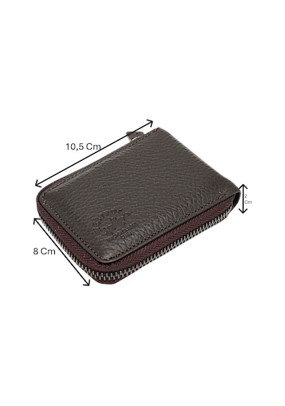 Westpolo Hakiki Deri Kağıt Para Ve Bol Şeffaf Kart Bölmeli, Fermuarlı Unisex Kartlık - 506kahverengi Kahverengi