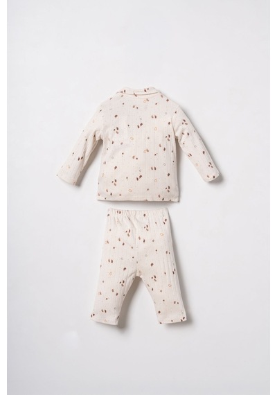 U.S. Polo Assn. Erkek Bebek Falling Leaves Beyaz Gömlek Pijama Takımı Usb3103-c-v1 Usb3103-c-v1