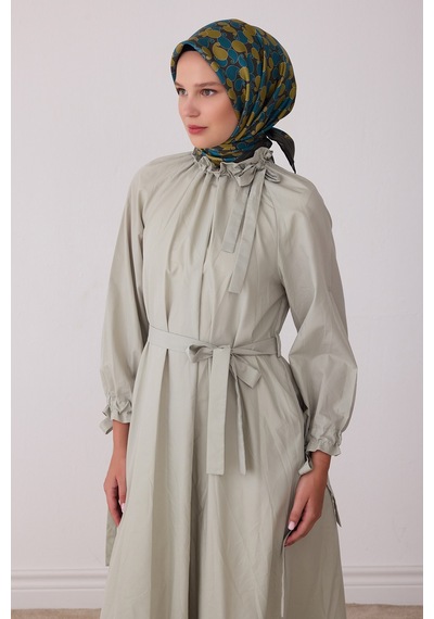 Belli Etnik Desen %100 Twill İpek Eşarp Be22 Haki-petrol