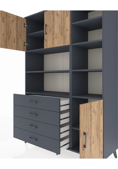 Hyperion Dolap 9 Raflı 4 Çekmeceli 3 Kapaklı 132x44x195 Antrasit-çam/antrasit Atlas Çam/antrasıt Hyperion Dolap 9 Raflı 4 Çekmeceli 3 Kapaklı 132x44x195 Antrasit-çam/antrasit Atlas Çam/antrasıt