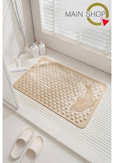 Balık Desenli Vantuzlu Banyo Ve Duşakabin Kaydırmaz Paspas, Küvet İçi Masaj Matı 35x68 Cm M-10 Kahve