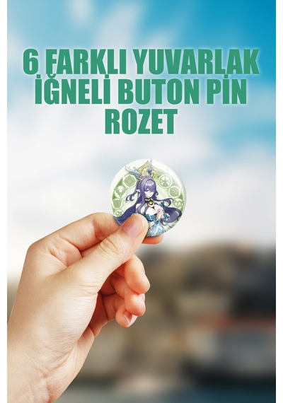 Lauma Genshin Impact Çanta Süsü Rozet İğneli Buton Rozet Seti 6 Adet Çok Renkli