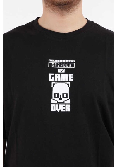 Cazador 4117 Bisiklet Yaka T-shirt Siyah