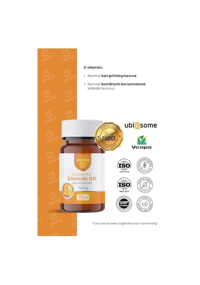 Erbatab Vitamin K2 Ve Koenzim Q10 30 Kapsül
