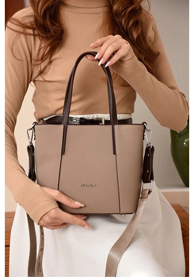 Just Polo Orijinal Kadın Orta Boy Ayarlanabilir Askılı Lüks El Ve Omuz Çantası Shoulder Bag Kum