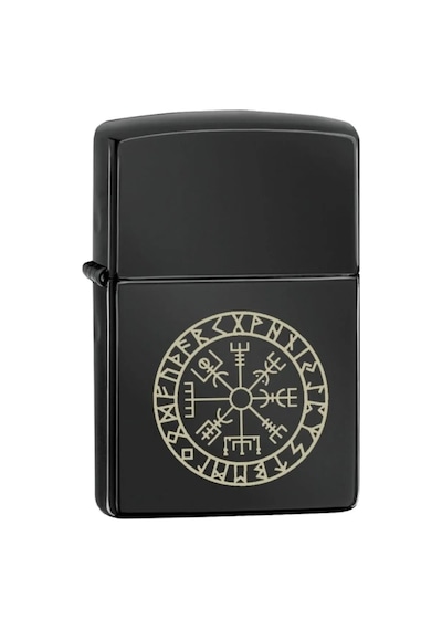 Vegvisir Viking Pusulası İskandinav Sembolü Siyah Metal Benzinli Çakmak