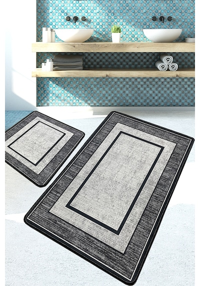 Patra Beyaz Banyo Halısı Djt 2 Li Set Banyo Halısı Paspas Yıkanabilir Kaymaz Çok Renkli