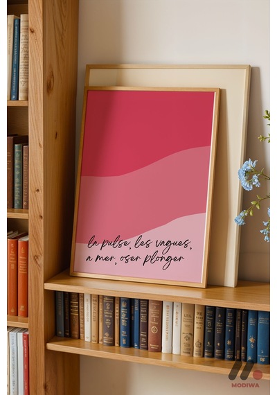 Pembe İspanyolca Söz Posteri, Ahşap Çerçeveli Duvar Tablosu - Modern Ev Dekorasyonu