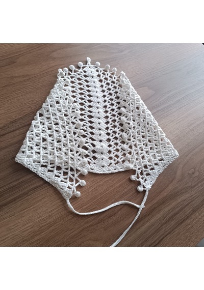 M Doğal Örgü Bandana Beyaz