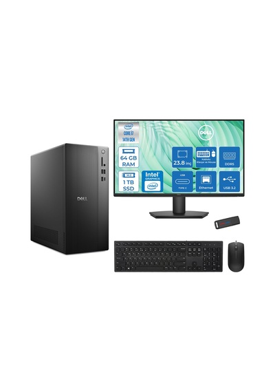 Dell Tower Essential QVT1260 BTO-014007F23 i7-14700 64 GB 1 TB SSD 23.8" Free Dos Masaüstü Bilgisayar + USB Bellek