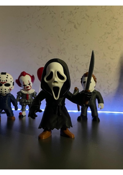 Ghost Face Figürü Scream Korku Filmi Koleksiyonluk Maskeli Modeli, 3d Baskı Dekoratif Figür 13cm