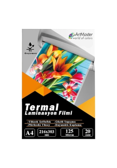 A4 Parlak Laminasyon Filmi 20 Li 1 Paket 125 Mikron Pvc Kaplama Laminasyon Kaplama Poşeti 20 Adet