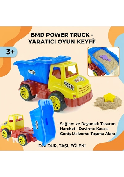 Oyuncak Damperli Kamyon - 25x15x13 Cm - Çocuk İnşaat Aracı Açık Mavi