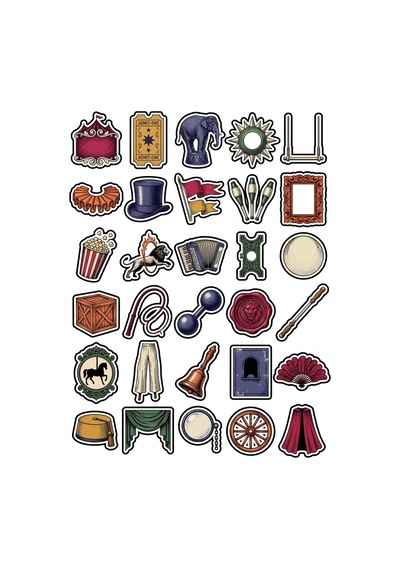 30 Adet Vintage Sirk Ve Karnaval Sticker Seti - Scrapbook Ajanda Laptop İçin Çok Renkli