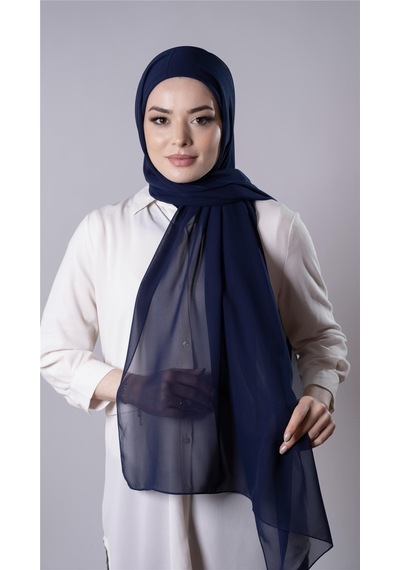 Hürrem Bone Lacivert Pratik Hazır Geçmeli Şal Şifon Kumaş Hijab Bone 3009 02