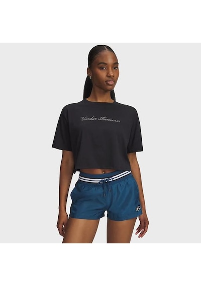 Under Armour Wordmark Crop Kadın Siyah Polo Yaka Tişört