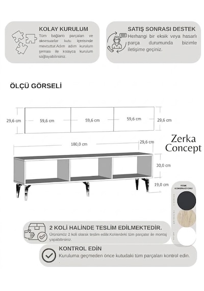 Mirella Tv Sehpası Tv Ünitesi Antrasit Altın 180 Cm Antrasit - Altın