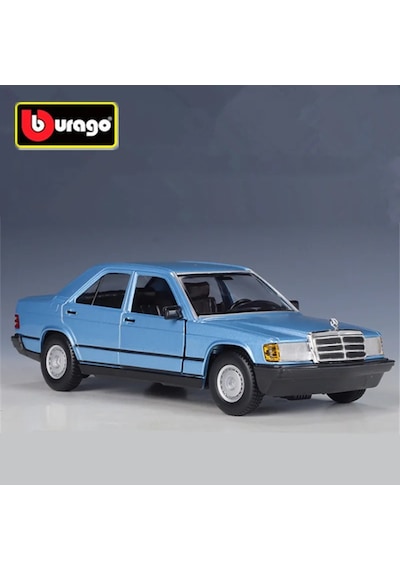 Bburago 1:24 Mercedes-benz 190e Alaşım Spor Araba Modeli Diecast Metal Retro Blue