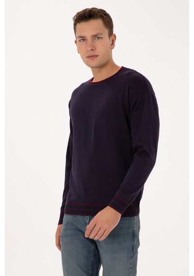 U.S. Polo Assn. Erkek Comfort Fit Yaka Detaylı Lacivert Kazak 50315022-VR033