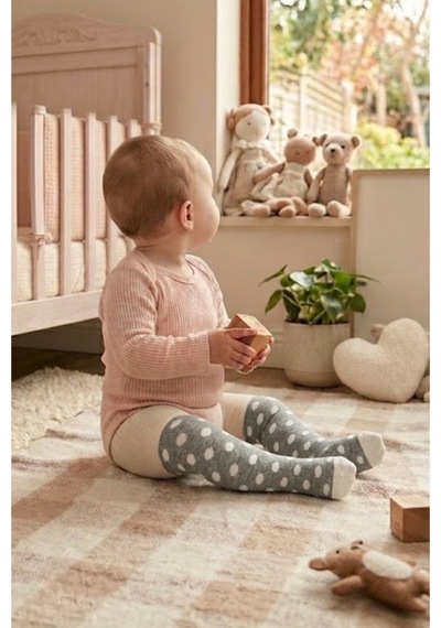Cocole Socks Erkek Bebek Külotlu Çorabı 3'lü Set Pamuklu Gri 0-24 Ay Çok Renkli