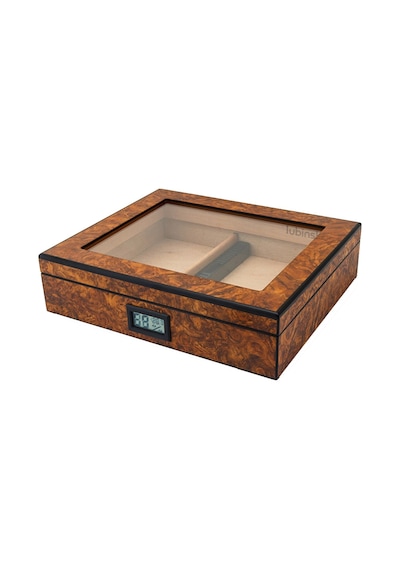 Lubinski Cedar Basic Camlı Puro Kutusu Humidor Slim Dijital Kahve 15s