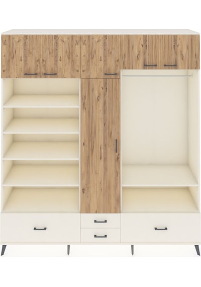 Hyperion Dolap 18 Raflı 4 Çekmeceli Tek Askılı 220x44x243 Aytaşı-çam/aytaşı Atlas Çam/aytası