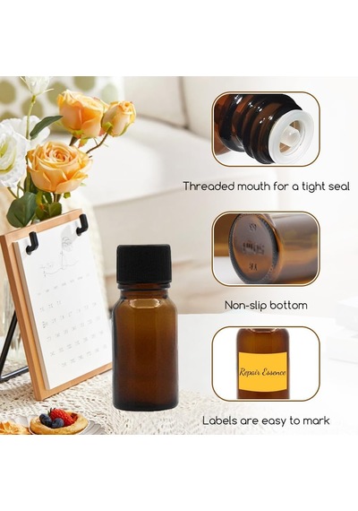 6 Adet Amber Cam Esansiyel Yağ Şişesi, Orifis Azaltıcı Ve Siyah Kapaklı Boş Kozmetik Parfüm Aromaterapi Saklama Kabı Vial Saksılar Taşınabilir Doldurulabilir Boyut 20 Ml / 7,4 Oz