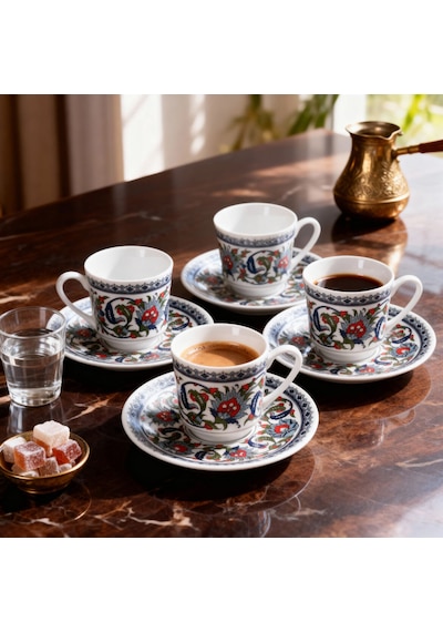 Güral Gözde Double 4 Kişilik Kahve Fincan Takımı 60932 4875354