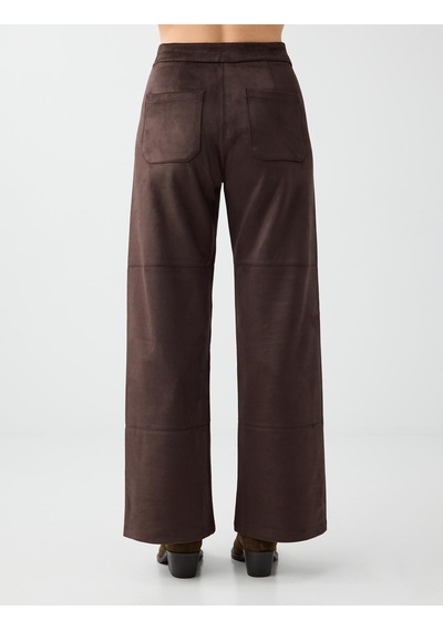 Jimmy Key Acı Kahve Cep Detaylı Bol Paça Süet Pantolon 6ww188265803