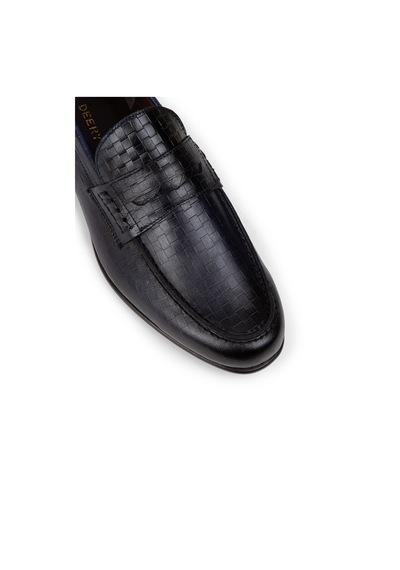 Deery Hakiki Deri Lacivert Erkek Loafer Ayakkabı - 01978mlcvc08 Lacivert