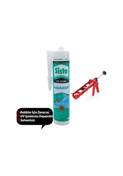 Sista Akvaryum Silikonu Şeffaf 310 Ml + Silikon Tabancası Sista Akvaryum Şeffaf 310Ml+Tabanca