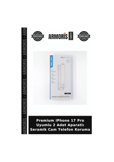 Premium İphone 17 Pro Uyumlu 2 Adet Aparatlı Seramik Cam Telefon Koruma