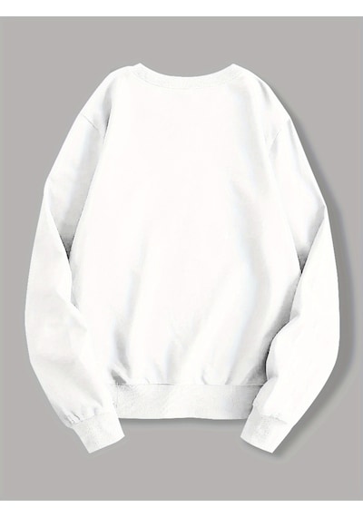 Uyguntarz Uykucu Panda Baskılı Bisiklet Yaka Sweatshirt beyaz