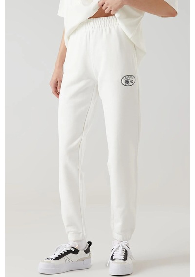 Lacoste Embroidered Women's Joggers Kadın Organik Pamuk Eşofman Altı Beyaz Beyaz